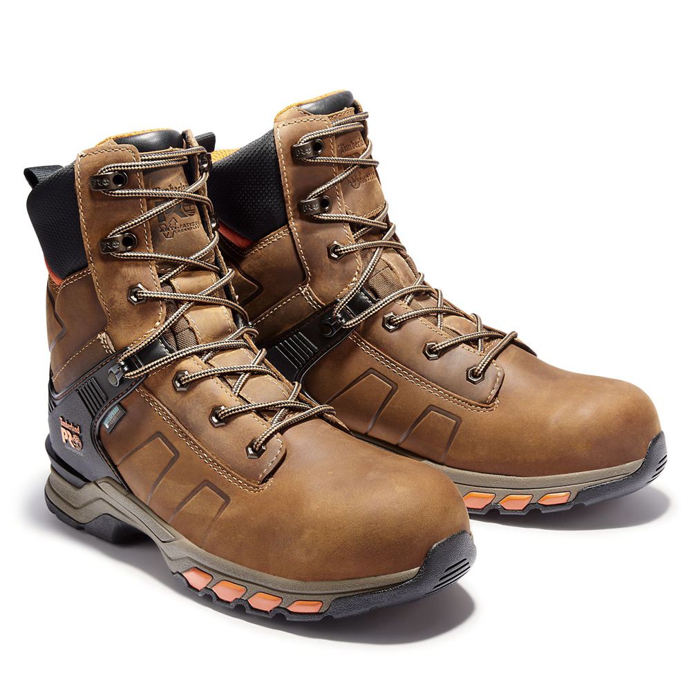 Timberland Mens Work Boots PRO® Hypercharge 8\" Comp Toe - Brown/Black - India NK9630218